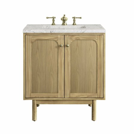 JAMES MARTIN VANITIES Laurent 30in Single Vanity, Light Natural Oak w/ 3 CM Eternal Jasmine Pearl Top 545-V30-LNO-3EJP